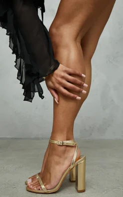 PrettyLittleThing Wide Fit Sandals*Wide Fit Pu Basic Strap Detail High Heeled Sandals