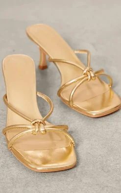 PrettyLittleThing Wide Fit Heels*Wide Fit PU Square Toe Knotted Heeled Mules