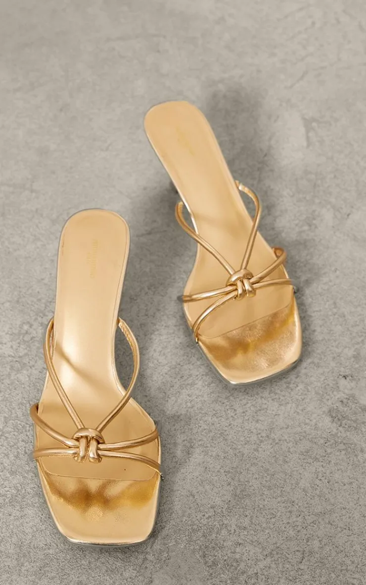 PrettyLittleThing Wide Fit Heels*Wide Fit PU Square Toe Knotted Heeled Mules