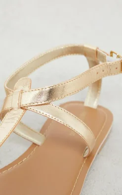 PrettyLittleThing Wide Fit Sandals*Wide Fit Real Leather Basic Toe Thong Strap Flat Sandals