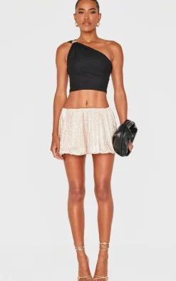 Satin Embellished Puffball Mini Skirt-PrettyLittleThing Clearance