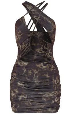 Abstract Print Extreme Cut Out Mini Dress-PrettyLittleThing New