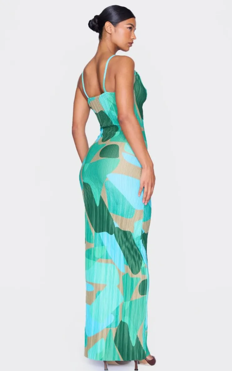 Abstract Print Plisse Strappy Maxi Dress-PrettyLittleThing Hot