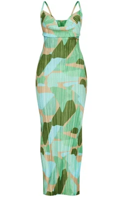 Abstract Print Plisse Strappy Maxi Dress-PrettyLittleThing Hot