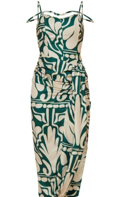 Abstract Print Strappy Drape Detail Midaxi Dress-PrettyLittleThing Discount