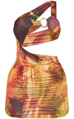 Abstract Printed Slinky One Shoulder Cut Out Bodycon Dress-PrettyLittleThing Best