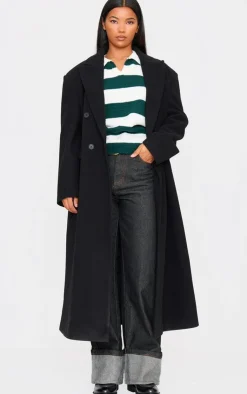 PrettyLittleThing T-Shirts*And White Stripe Knit V Neck Oversized Rugby Top