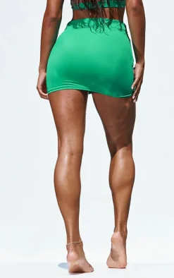 Green Buckle Trim Mini Beach Skirt