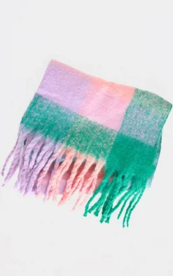 PrettyLittleThing Scarves & Gloves*Check Blanket Tassel Scarf