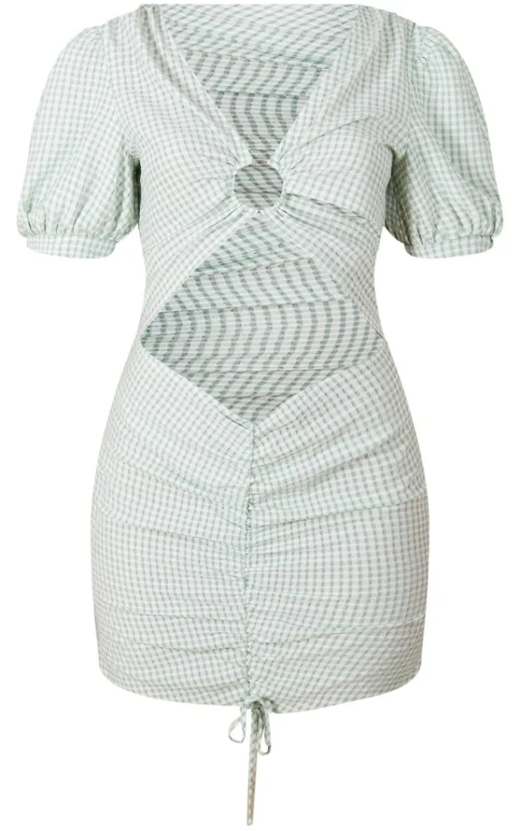 Check Chiffon Ring Detail Cut Out Bodycon Dress-PrettyLittleThing Discount