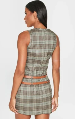 Check Double Belted Shift Dress-PrettyLittleThing Outlet