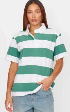 PrettyLittleThing T-Shirts*Chunky Striped Collared Oversized T Shirt