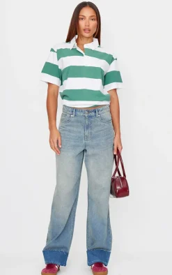 PrettyLittleThing T-Shirts*Chunky Striped Collared Oversized T Shirt