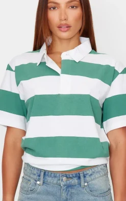 PrettyLittleThing T-Shirts*Chunky Striped Collared Oversized T Shirt