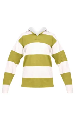 PrettyLittleThing T-Shirts*Collared Stripey Oversized Long Sleeve T Shirt