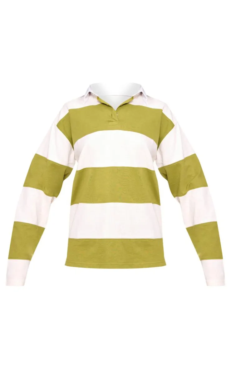 PrettyLittleThing T-Shirts*Collared Stripey Oversized Long Sleeve T Shirt