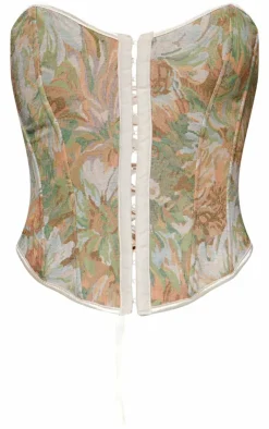 Contrast Binding Jacquard Hook & Eye Corset-PrettyLittleThing Hot