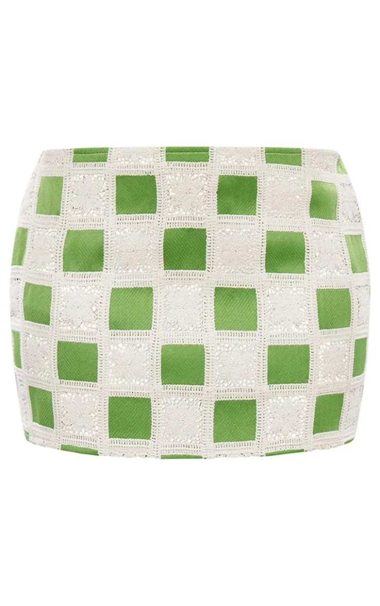 Clearance PrettyLittleThing Crochet Detail Mini Skirt Green