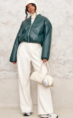 PrettyLittleThing Puffer Jackets*Faux Leather Oversized Bomber Jacket