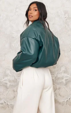 PrettyLittleThing Puffer Jackets*Faux Leather Oversized Bomber Jacket