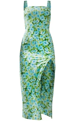 Floral Print Woven Split Midaxi Dress-PrettyLittleThing Hot