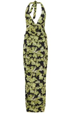 Floral Printed Woven Wrap Cowl Neck Maxi Dress-PrettyLittleThing Best