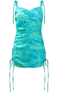 Floral Ruched Strappy Halterneck Bodycon Dress-PrettyLittleThing Hot