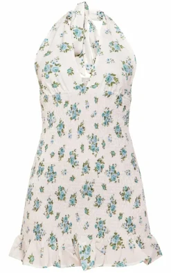 Floral Shirred Halterneck Bodycon Dress-PrettyLittleThing New