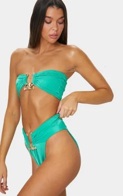 PrettyLittleThing Christmas Shop*Hammered Trim High Waist Bikini Bottoms