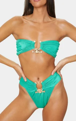 PrettyLittleThing Christmas Shop*Hammered Trim High Waist Bikini Bottoms
