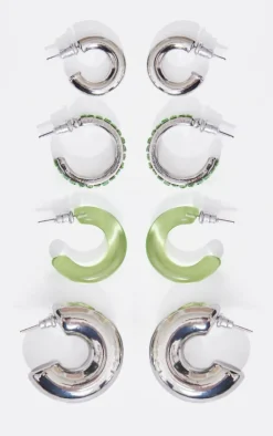 PrettyLittleThing Hoop Earrings*Jewel & Resin Multipack Hoop Earrings