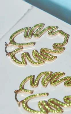 PrettyLittleThing Statement Earrings*Jeweled Palm Leaf Statement Earrings