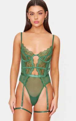 PrettyLittleThing Christmas Shop*Lace Suspender Lingerie Bodysuit