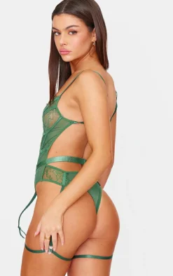 PrettyLittleThing Christmas Shop*Lace Suspender Lingerie Bodysuit