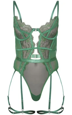PrettyLittleThing Christmas Shop*Lace Suspender Lingerie Bodysuit