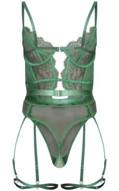 PrettyLittleThing Christmas Shop*Lace Suspender Lingerie Bodysuit