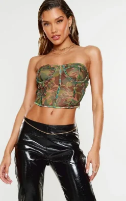 PrettyLittleThing Corsets*Mesh Boned Printed Long Corset