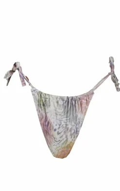 Green Muted Animal Print Micro Mini Tie Side Bikini Bottoms