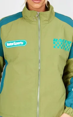 PrettyLittleThing Bomber Jackets*Nylon Oversized Racer Graphic Bomber Jacket