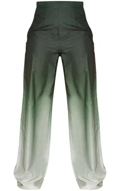 New PrettyLittleThing Ombre Print Wide Leg Pants Green
