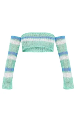 PrettyLittleThing Knitted Tops*Open Knit Off The Shoulder Bandeau Top