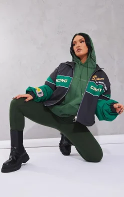 PrettyLittleThing Bomber Jackets*Oversized Graphic Zipped Racer Bomber Jacket