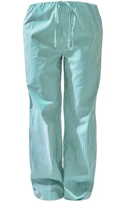 Green Pinstripe Low Rise Drawstring Waist Pants
