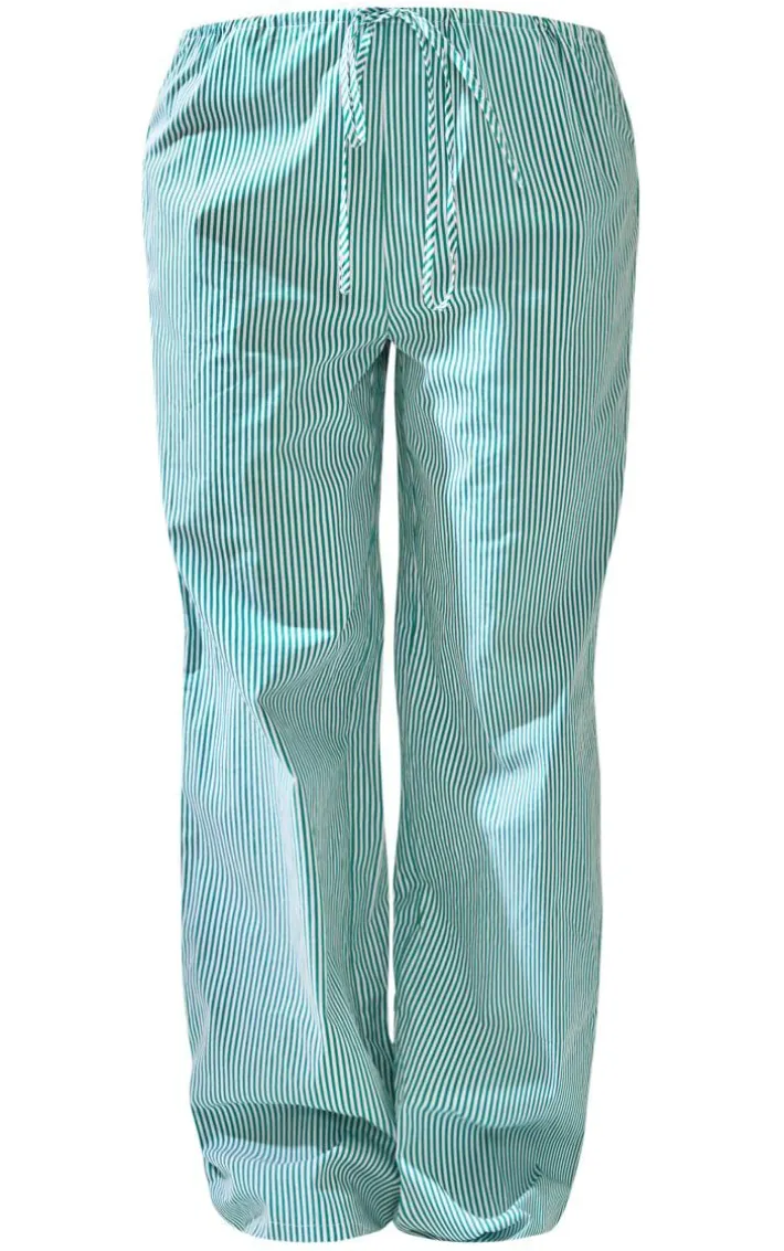 Green Pinstripe Low Rise Drawstring Waist Pants