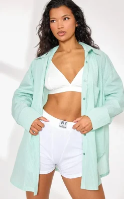PrettyLittleThing Shirts*Pinstripe Oversized Cotton Poplin Shirt