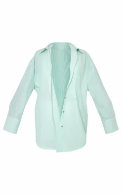 PrettyLittleThing Shirts*Pinstripe Oversized Cotton Poplin Shirt