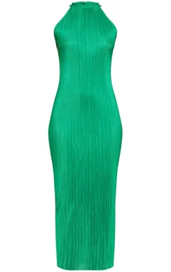 Plisse High Neck Midi Dress-PrettyLittleThing New