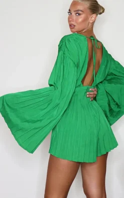 Plunge Pleated Romper-PrettyLittleThing New