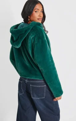 PrettyLittleThing Faux Fur Coats*Plush Faux Fur Hooded Zip Up Jacket