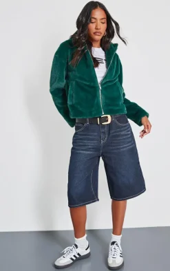 PrettyLittleThing Faux Fur Coats*Plush Faux Fur Hooded Zip Up Jacket